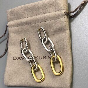 David Yurman Chain Drop Earrings in Sterling Silver with 18K Gold